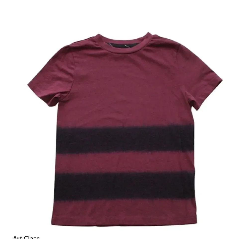 Art Class Burgundy With Black Stripes Tee   Sz S (6-7)
